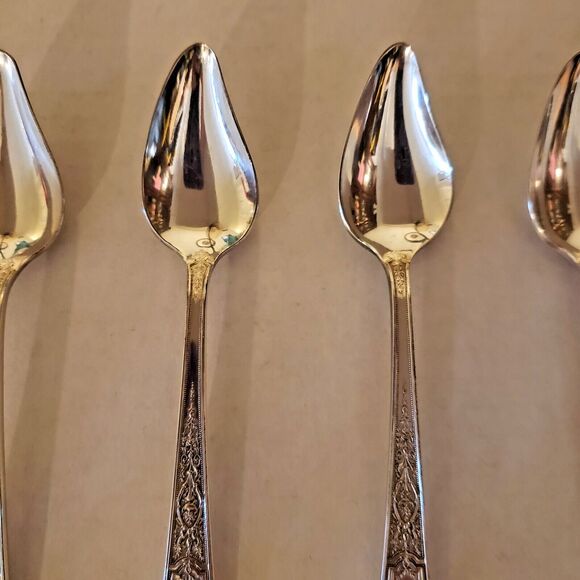 Set 6 Grapefruit/Fruit Spoon  1847 Rogers Ancestral 1924 Vintage Silverplate - Picture 4 of 15